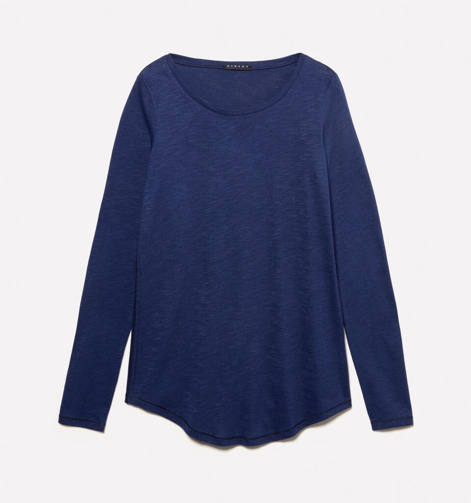 T-shirt azul-escuro com mangas compridas - null - Azul-Escuro | Sisley image number 6